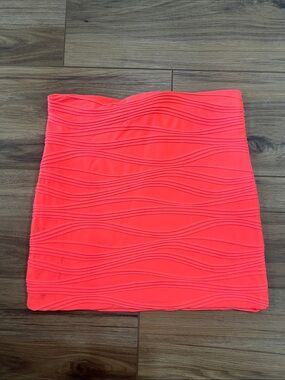 Neon Coral Textured Mini Skirt